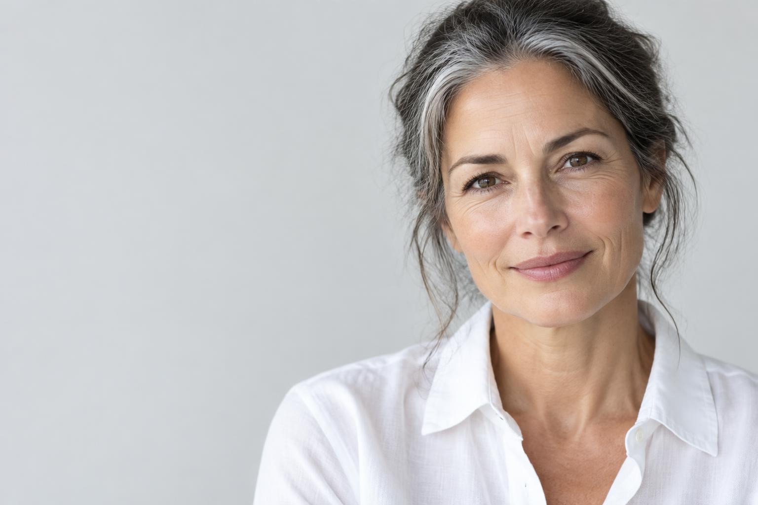 Illustrative portrait of a woman in midlife